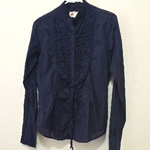 Twill Twenty Two Deep Blue Cotton Blouse L